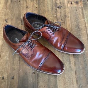 EUC Men’s Stacy Adams Cap Toe Oxfords Cognac Size 9.5 9 1/2